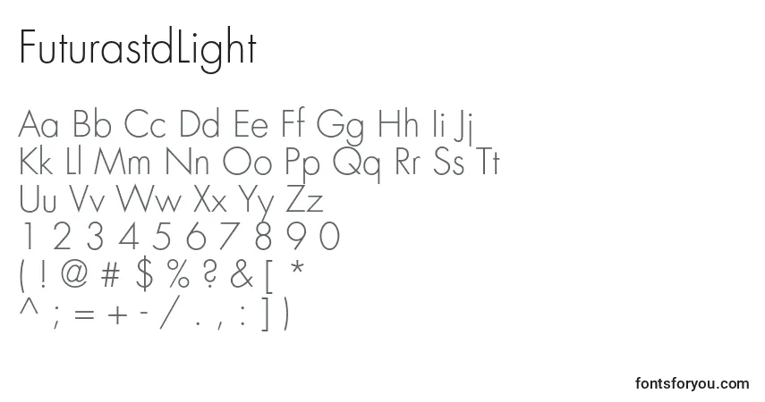 A fonte FuturastdLight – alfabeto, números, caracteres especiais