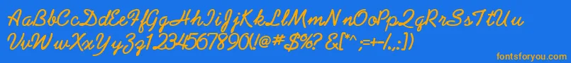 AbrazoscriptsskBold Font – Orange Fonts on Blue Background