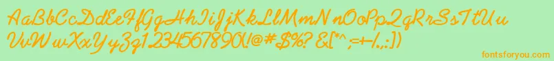 Weitere Informationen zur AbrazoscriptsskBold-Schriftart AbrazoscriptsskBold-Schriftart – Orangefarbene Schriften auf grünem Hintergrund