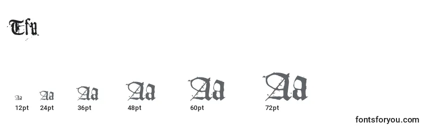 Размеры шрифта Tfu