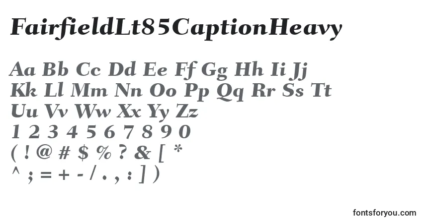 Czcionka FairfieldLt85CaptionHeavy – alfabet, cyfry, specjalne znaki