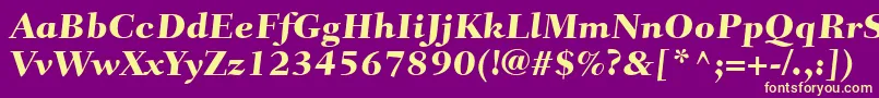 フォントFairfieldLt85CaptionHeavy – 紫の背景に黄色のフォント
