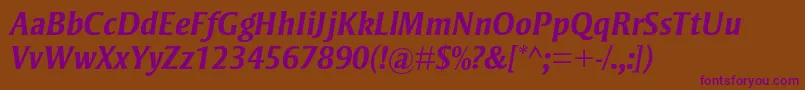 StrayhornmtstdBolditalic Font – Purple Fonts on Brown Background