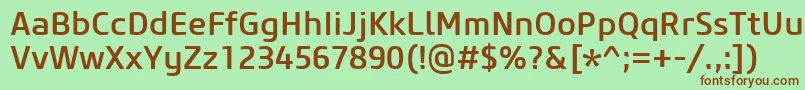 Шрифт CoreSansM55Medium – коричневые шрифты на зелёном фоне