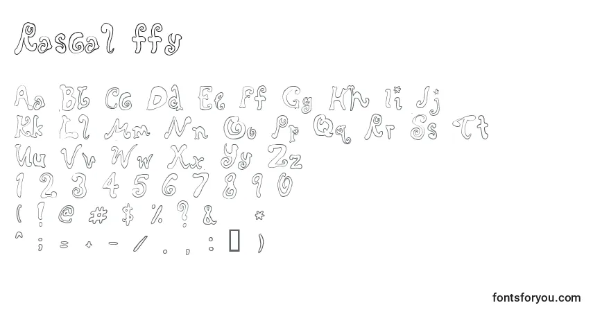 A fonte Rascal ffy – alfabeto, números, caracteres especiais