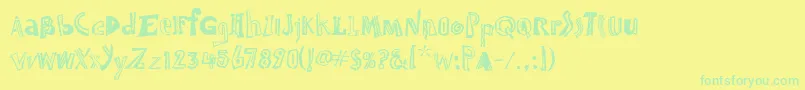 Czcionka JambalayaTooItcTt – zielone czcionki na żółtym tle