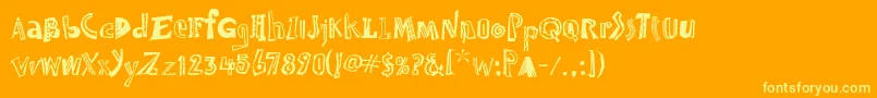 JambalayaTooItcTt-Schriftart – Gelbe Schriften auf orangefarbenem Hintergrund