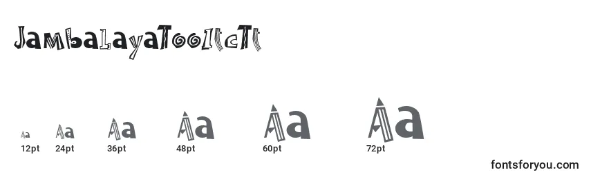 Размеры шрифта JambalayaTooItcTt