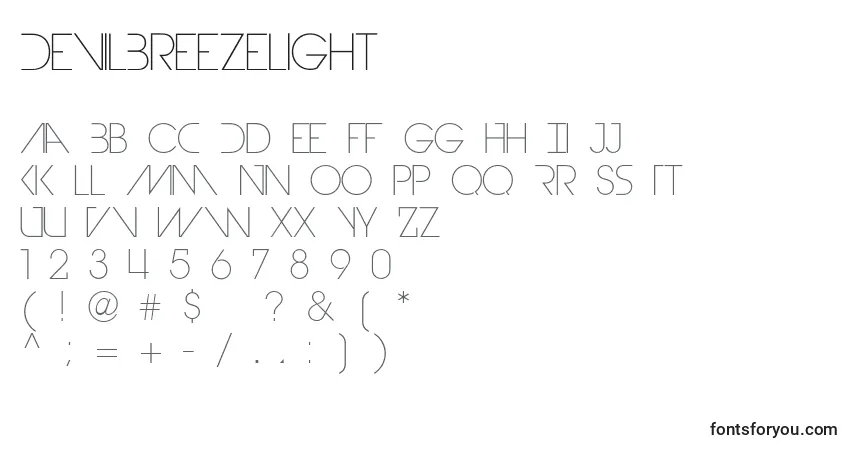 DevilBreezeLight-fontti – aakkoset, numerot, erikoismerkit