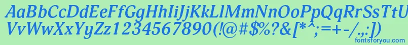 フォントAdoniscBolditalic – 青い文字は緑の背景です。