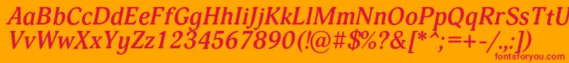 フォントAdoniscBolditalic – オレンジの背景に赤い文字