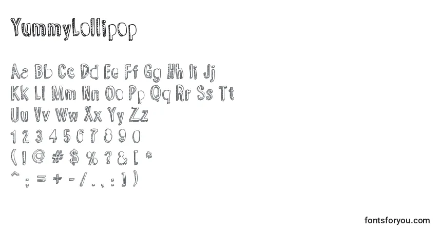 Schriftart YummyLollipop – Alphabet, Zahlen, spezielle Symbole