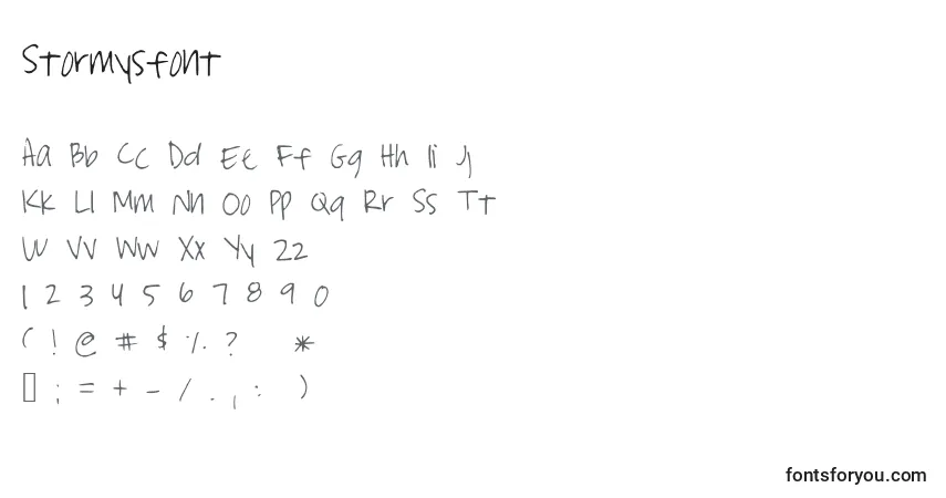 Czcionka Stormysfont – alfabet, cyfry, specjalne znaki