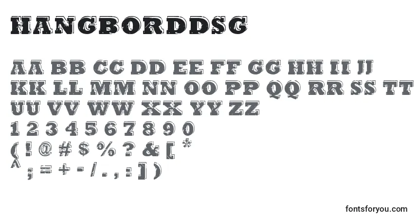 Czcionka HangbordDsg – alfabet, cyfry, specjalne znaki