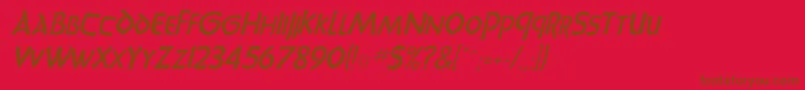 UnciadisItalic-Schriftart – Braune Schriften auf rotem Hintergrund
