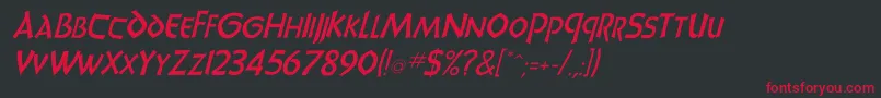 UnciadisItalic Font – Red Fonts on Black Background
