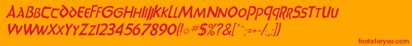 UnciadisItalic-Schriftart – Rote Schriften auf orangefarbenem Hintergrund
