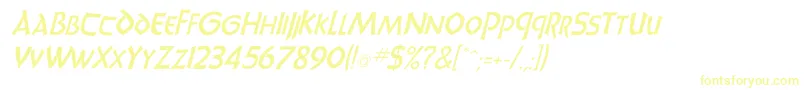 フォントUnciadisItalic – 黄色のフォント