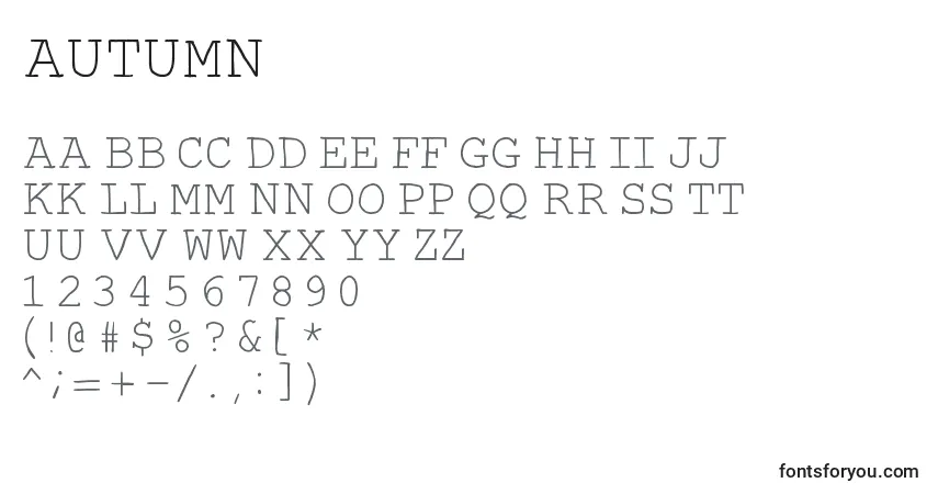 Шрифт Autumn – алфавит, цифры, специальные символы