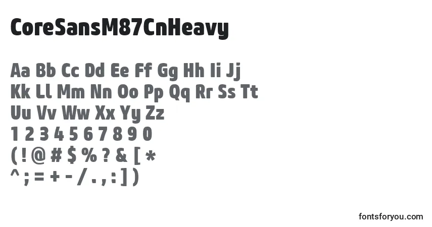 Czcionka CoreSansM87CnHeavy – alfabet, cyfry, specjalne znaki