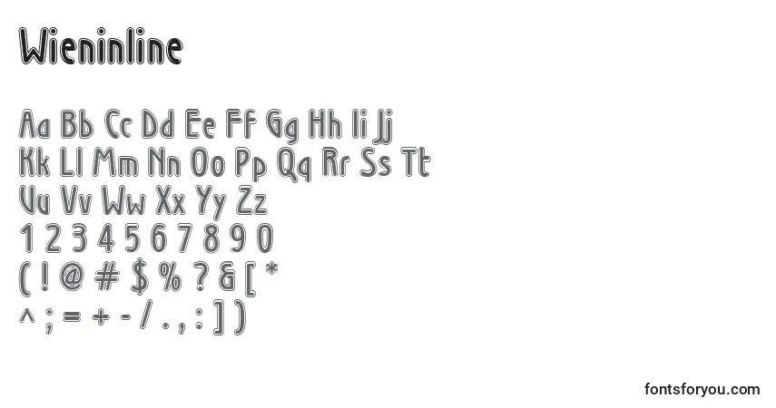 Schriftart Wieninline – Alphabet, Zahlen, spezielle Symbole
