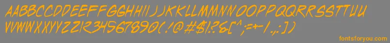 WyldStallyns-Schriftart – Orangefarbene Schriften auf grauem Hintergrund