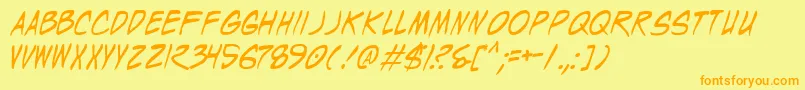 More about WyldStallyns Font WyldStallyns Font – Orange Fonts on Yellow Background