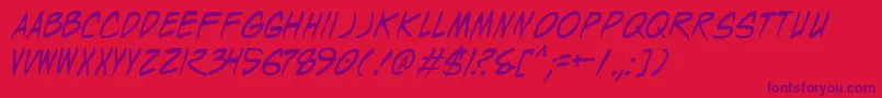 WyldStallyns-Schriftart – Violette Schriften auf rotem Hintergrund