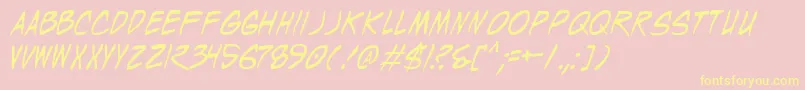 Weitere Informationen zur WyldStallyns-Schriftart WyldStallyns-Schriftart – Gelbe Schriften auf rosa Hintergrund