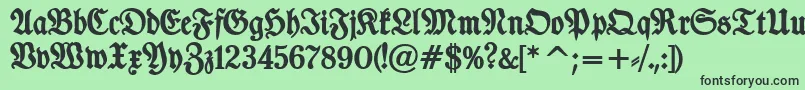 Fonte TypographerfrakturBold – fontes pretas em um fundo verde