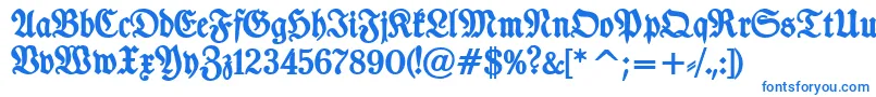 TypographerfrakturBold-fontti – siniset fontit valkoisella taustalla