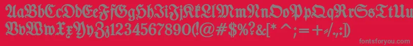 Fonte TypographerfrakturBold – fontes cinzas em um fundo vermelho