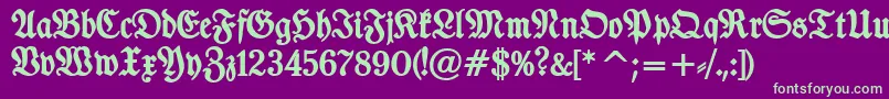 TypographerfrakturBold-Schriftart – Grüne Schriften auf violettem Hintergrund