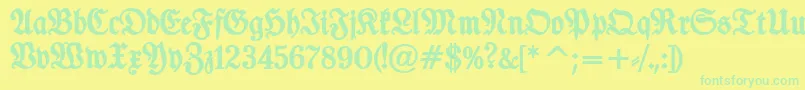 TypographerfrakturBold Font – Green Fonts on Yellow Background