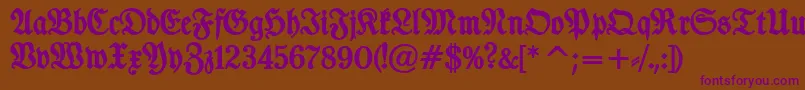 TypographerfrakturBold-fontti – violetit fontit ruskealla taustalla