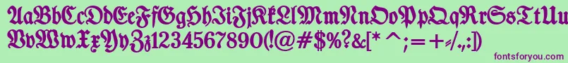 TypographerfrakturBold-Schriftart – Violette Schriften auf grünem Hintergrund