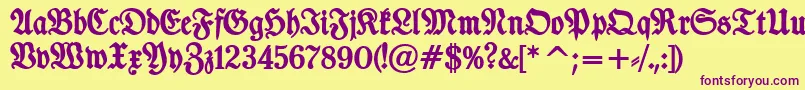 Czcionka TypographerfrakturBold – fioletowe czcionki na żółtym tle