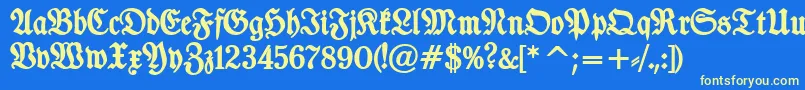 TypographerfrakturBold Font – Yellow Fonts on Blue Background