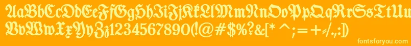 Шрифт TypographerfrakturBold – жёлтые шрифты на оранжевом фоне