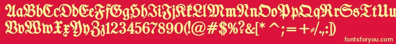 TypographerfrakturBold-fontti – keltaiset fontit punaisella taustalla
