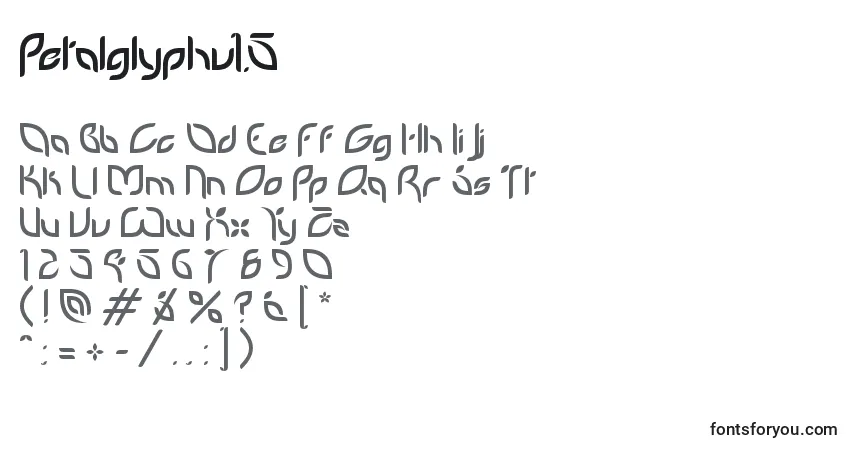 Czcionka Petalglyphv1.5 – alfabet, cyfry, specjalne znaki