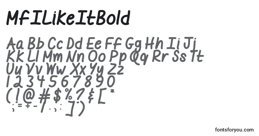 A fonte MfILikeItBold – alfabeto, números, caracteres especiais