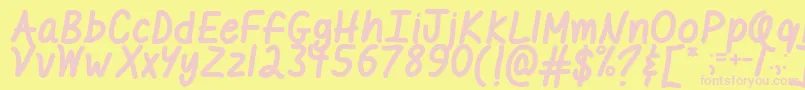 MfILikeItBold-fontti – vaaleanpunaiset fontit keltaisella taustalla