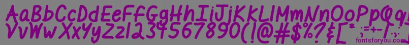 フォントMfILikeItBold – 紫色のフォント、灰色の背景