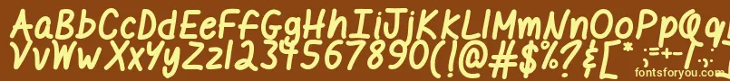 MfILikeItBold-fontti – keltaiset fontit ruskealla taustalla