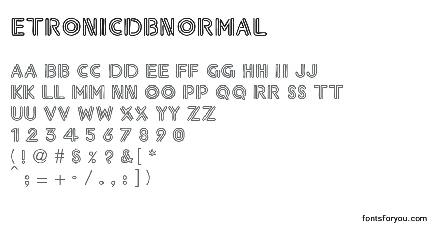 Шрифт EtronicdbNormal – алфавит, цифры, специальные символы