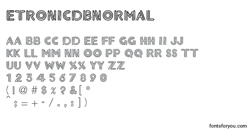 A fonte EtronicdbNormal – alfabeto, números, caracteres especiais