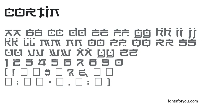 Czcionka Cortin – alfabet, cyfry, specjalne znaki