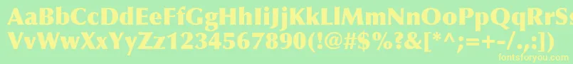 フォントOptimaLtExtraBlack – 黄色の文字が緑の背景にあります