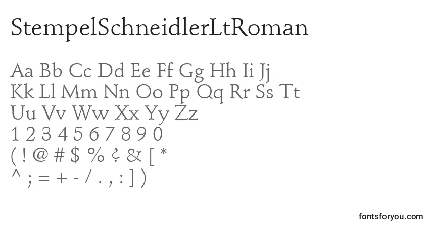Czcionka StempelSchneidlerLtRoman – alfabet, cyfry, specjalne znaki
